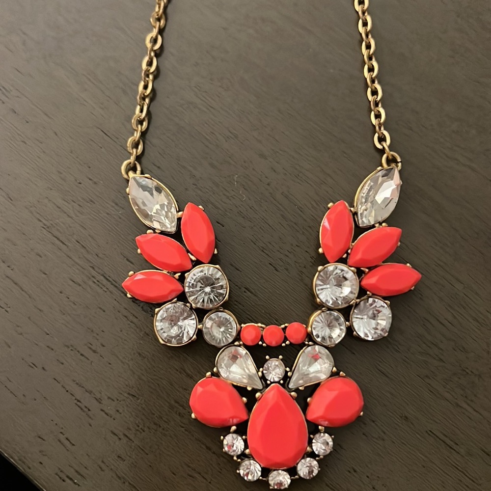 J. Crew pink and crystal statement necklace - Picture 2 of 3